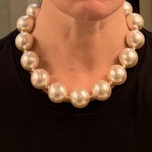 Vintage large white beaded statement necklace